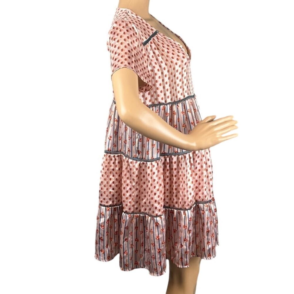 Urban Outfitters Pippa Mini Dress Chiffon Tiered Size S Boho Cottagecore Coastal - Picture 3 of 9